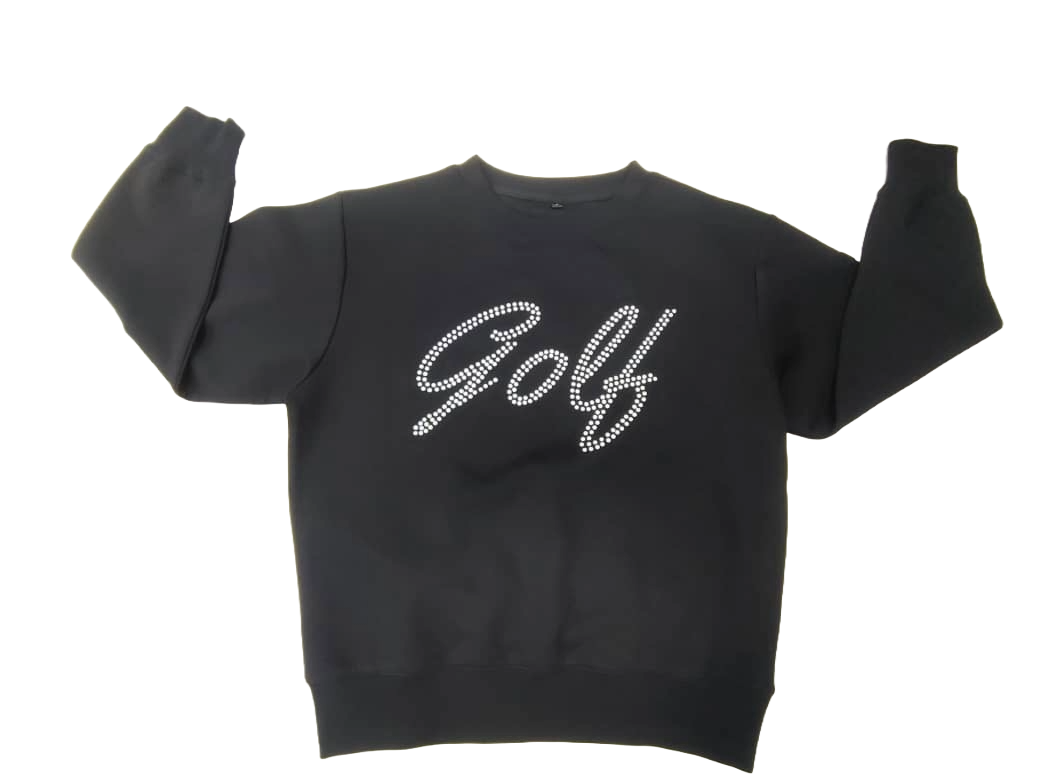Golf Pearl Sweatshirt in Black – Luxury Women's Cozy Golf