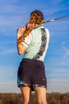 Navy & White Short Sleeve Polo with Zipper