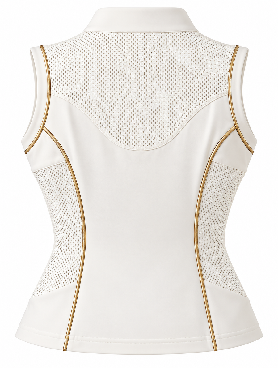 Camille Sleeveless Polo — Ivory / champagne Gold