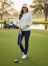 Women’s Golf Pearl Luxury Sweatshirt with functional tee holder on sleeve, soft performance fabric, and versatile comfort for golf and everyday activewear.