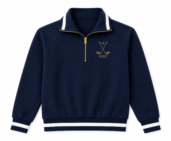 The Fairway Luxury Rhinestone Pullover – Navy & White