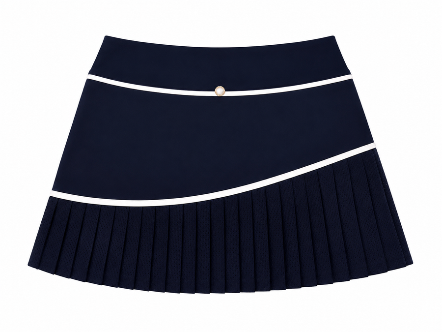 Monroe Pearl-Embellished Skort – Navy / White | Tennis & Golf Length