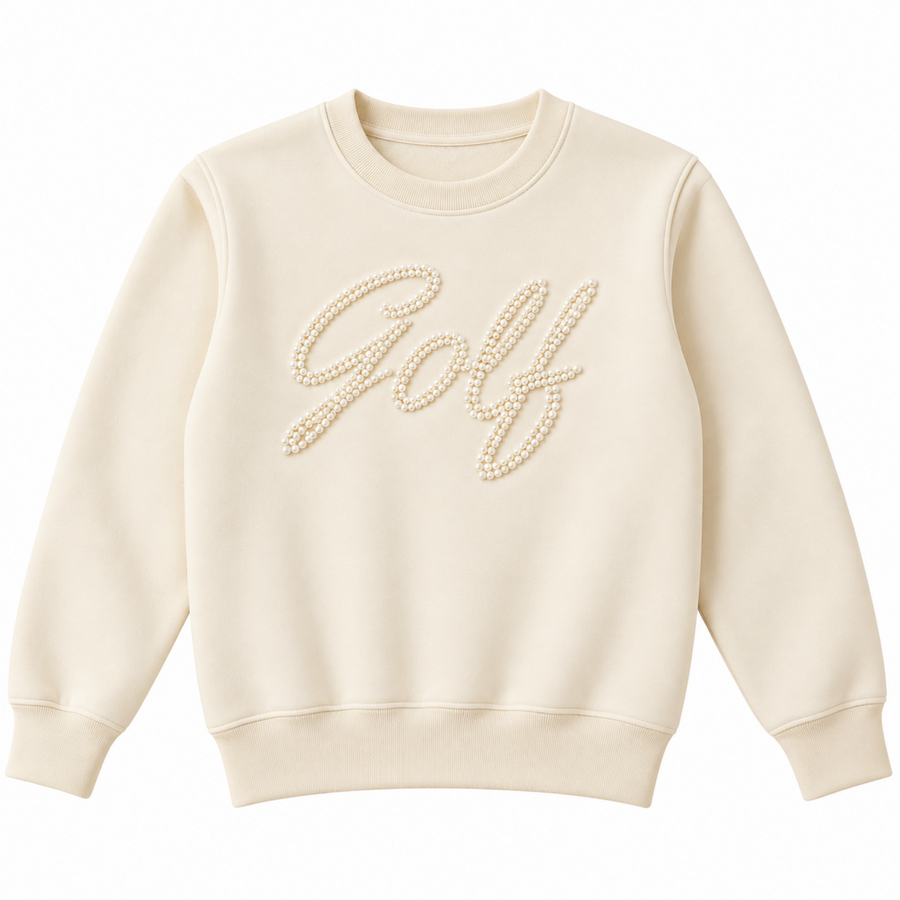Luxury Golf Pearl Sweatshirt in Soft Material. Cream on Cream is perfect for all year round.