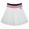 Sarah Flair Skort — women’s luxury activewear skort with a flowy silhouette and high-waisted red and white waistband, designed for golf, tennis, and all-day comfort.