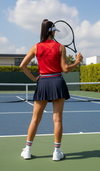 Susanna Polo by Ashley Herrera — performance-driven red sleeveless activewear polo featuring a criss cross design in the back an elevated look on the course or court.Perfect for Tennis, Golf, Pickleball 
