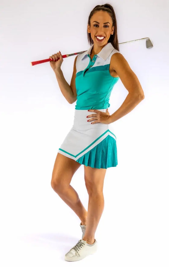 Teal White Polo Ashley Herrera