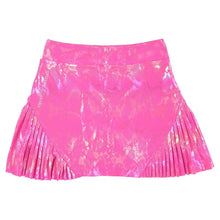  Women’s metallic pink active skort with drawstring waistband and micro pleats – stylish golf, tennis, and pickleball skirt