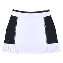  Women’s Black & White Active Skirt — luxury golf, tennis, and pickleball skirt with elegant pleats, color-block details, built-in shortie with phone pocket, four-way stretch, quick-dry, and UV protection.